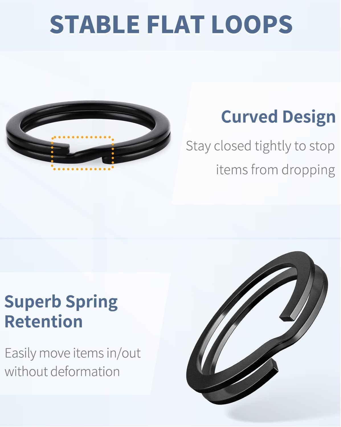 Flat Key Rings System Split Keychain Ring for Home Car Keys Organization Attachment, 14 Pieces V1258-DP02-A-1945