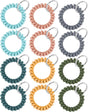 Wristlet Keychain Flexible Plastic Spring Spiral Coil Key Holder with Silver Key Ring Chain Holder Tag V1258-DP02-A-1947
