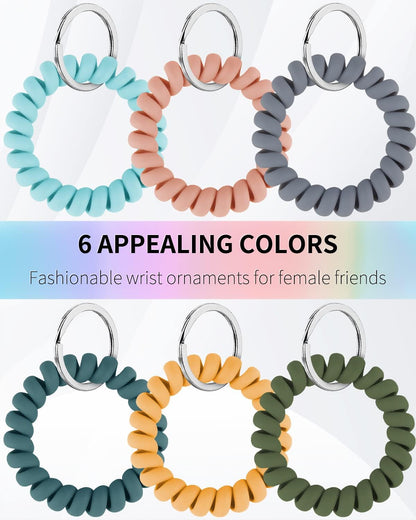 Wristlet Keychain Flexible Plastic Spring Spiral Coil Key Holder with Silver Key Ring Chain Holder Tag V1258-DP02-A-1947
