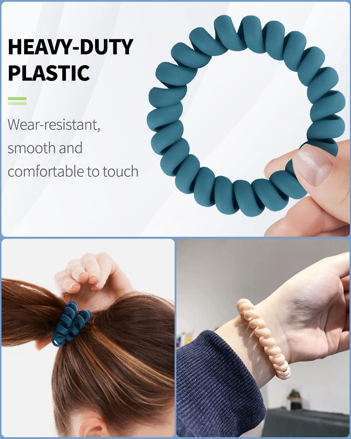 Wristlet Keychain Flexible Plastic Spring Spiral Coil Key Holder with Silver Key Ring Chain Holder Tag V1258-DP02-A-1947