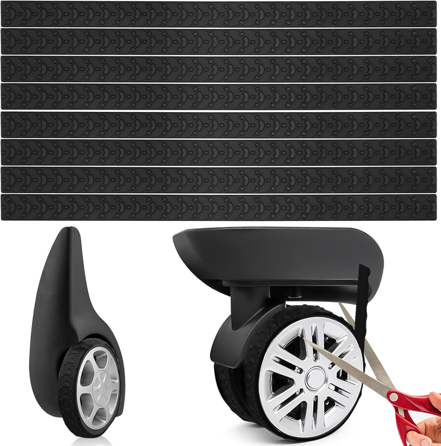 8Pcs Silicone Luggage Cover Protector - Silent Protection Suitcase Wheel Protection Covers (Black) V1258-DP02-A-1952