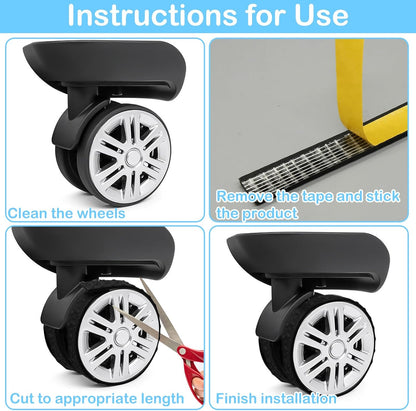 8Pcs Silicone Luggage Cover Protector - Silent Protection Suitcase Wheel Protection Covers (Black) V1258-DP02-A-1952