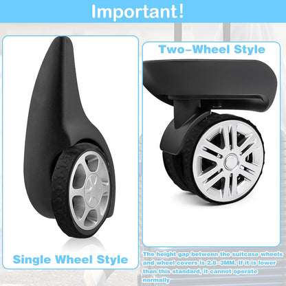 8Pcs Silicone Luggage Cover Protector - Silent Protection Suitcase Wheel Protection Covers (Black) V1258-DP02-A-1952