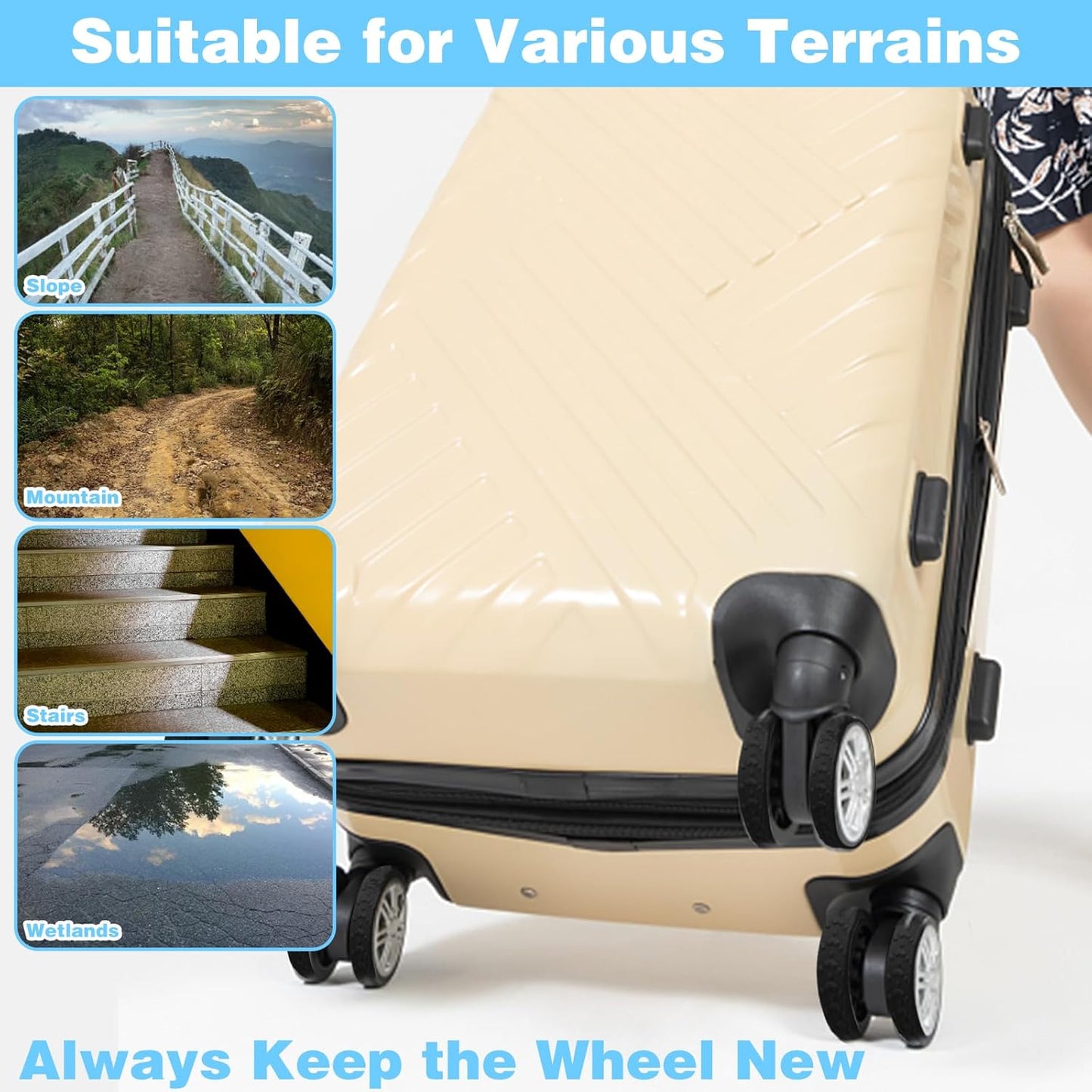 8Pcs Silicone Luggage Cover Protector - Silent Protection Suitcase Wheel Protection Covers (Black) V1258-DP02-A-1952