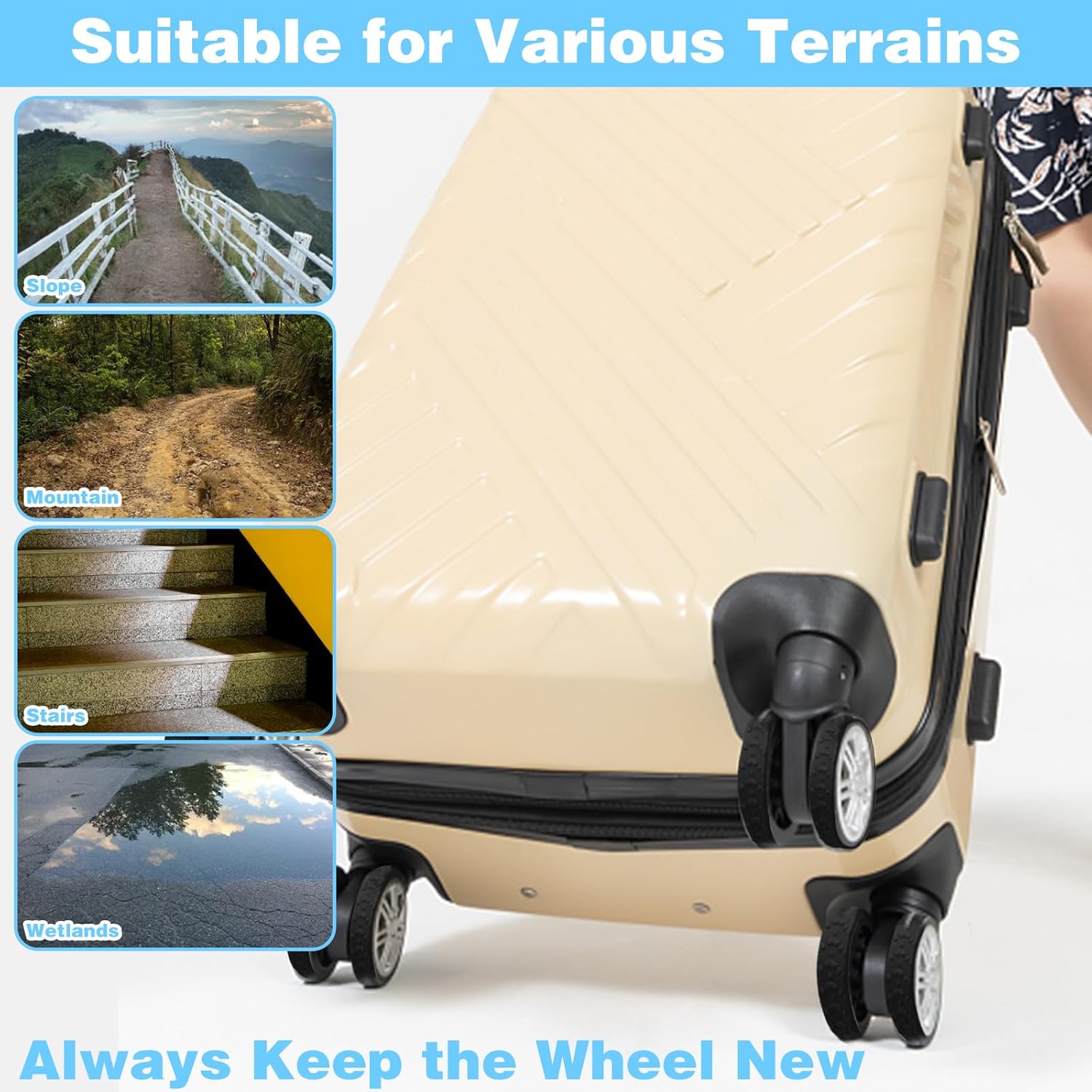 8Pcs Silicone Luggage Cover Protector - Silent Protection Suitcase Wheel Protection Covers (Black) V1258-DP02-A-1952