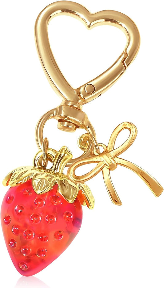 Beautiful Strawberry Keychain Supplies Hanging Bag Charms for Girls, Cute Purse Charms Gifts for Women, V1258-DP02-A-1957