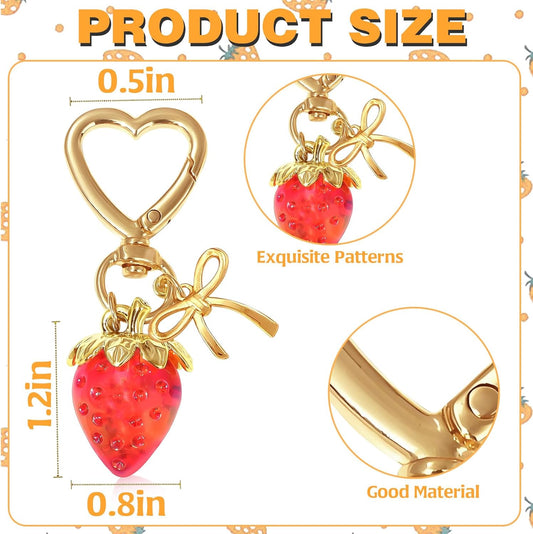 Beautiful Strawberry Keychain Supplies Hanging Bag Charms for Girls, Cute Purse Charms Gifts for Women, V1258-DP02-A-1957