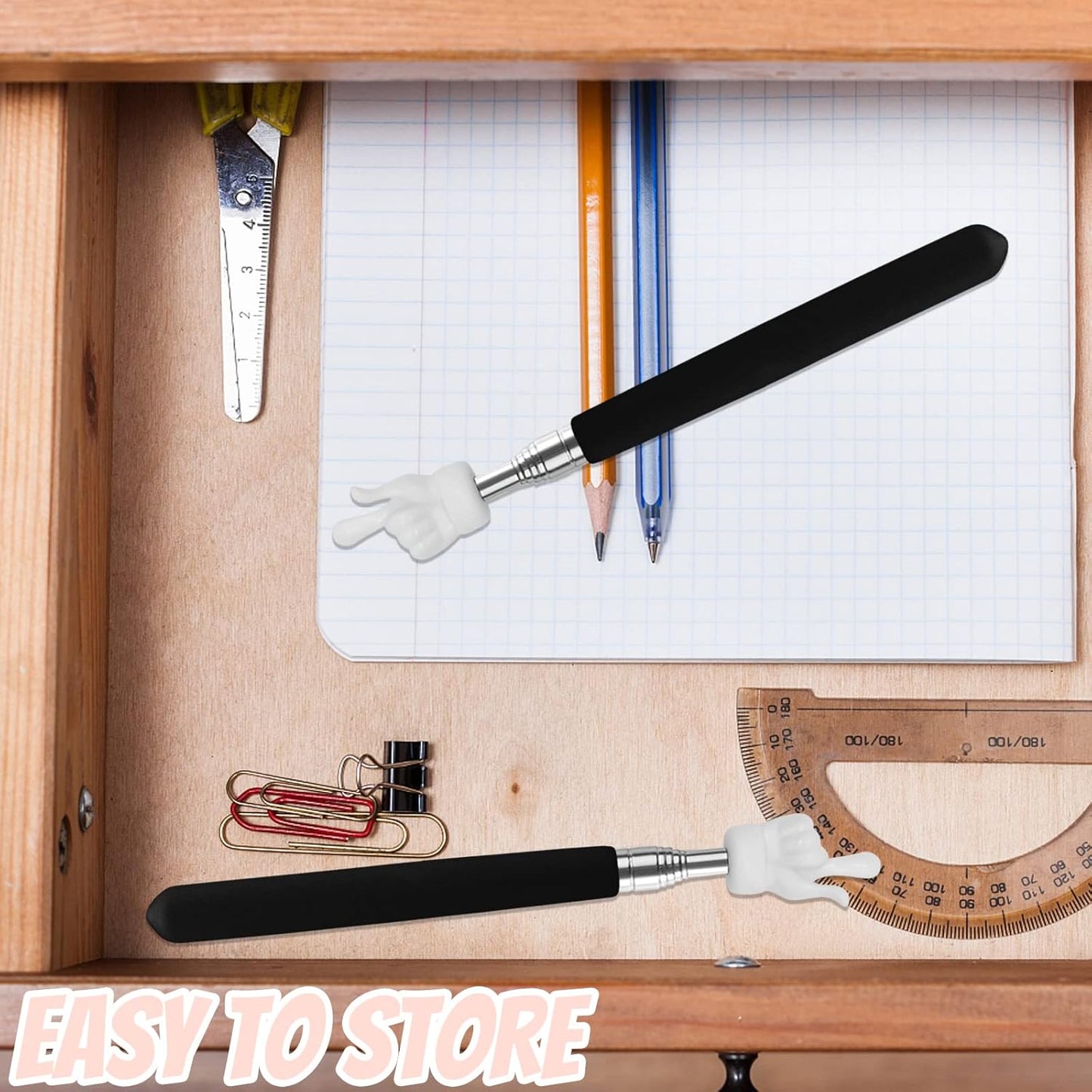 2Pcs Telescopic Teachers Pointer, Extendable Hand Pointer Finger Pointer Stick, Mini Retractable Classroom V1258-DP02-A-1958