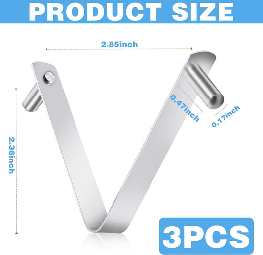 3Pcs Pool Brush Clip V-Shaped Clip, Pool Pole Clips Pool Hooks for Poles, Stainless Steel Clips Double Pin V1258-DP02-A-1964