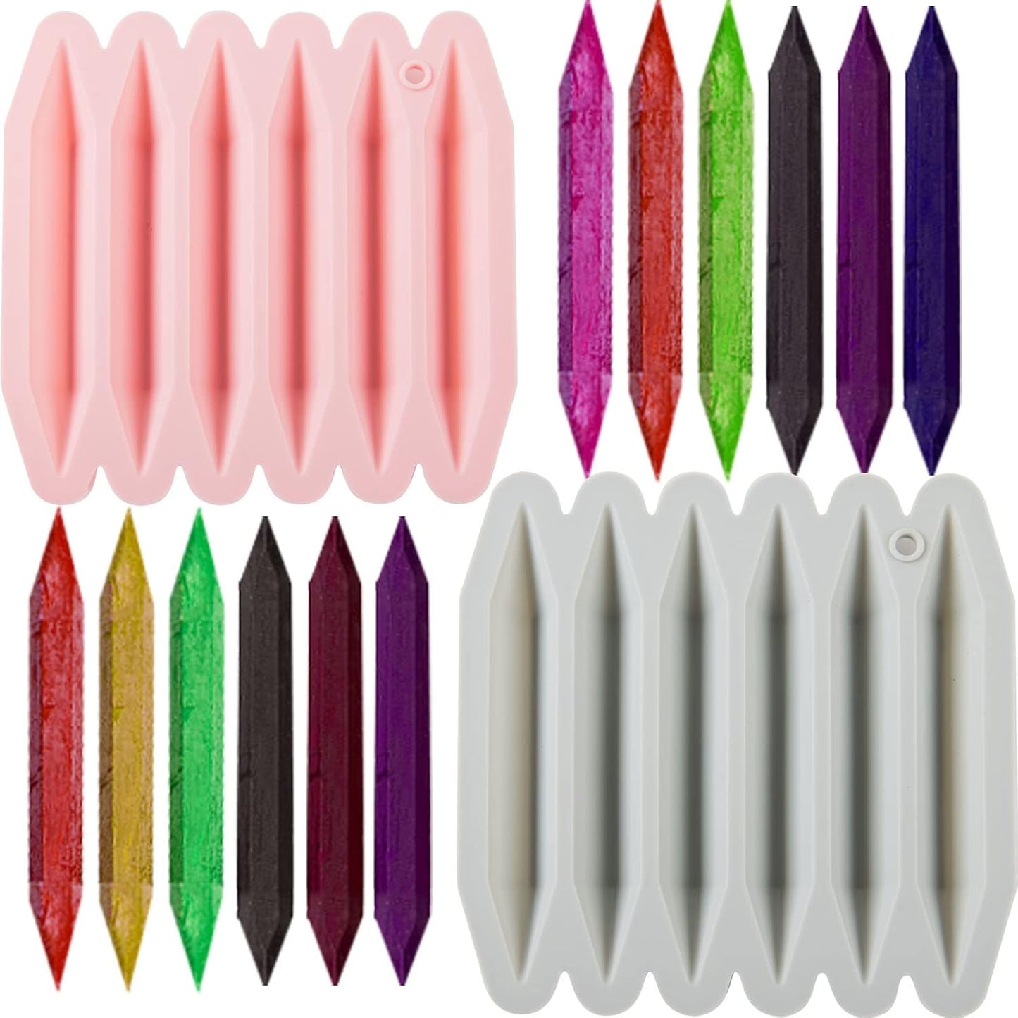 2 Pcs Crayon Mold Crayon Recycling Mold Cavity Double Tipped 3D Melted Crayon Molds Pure Silicone Oven DIY V1258-DP02-A-1968