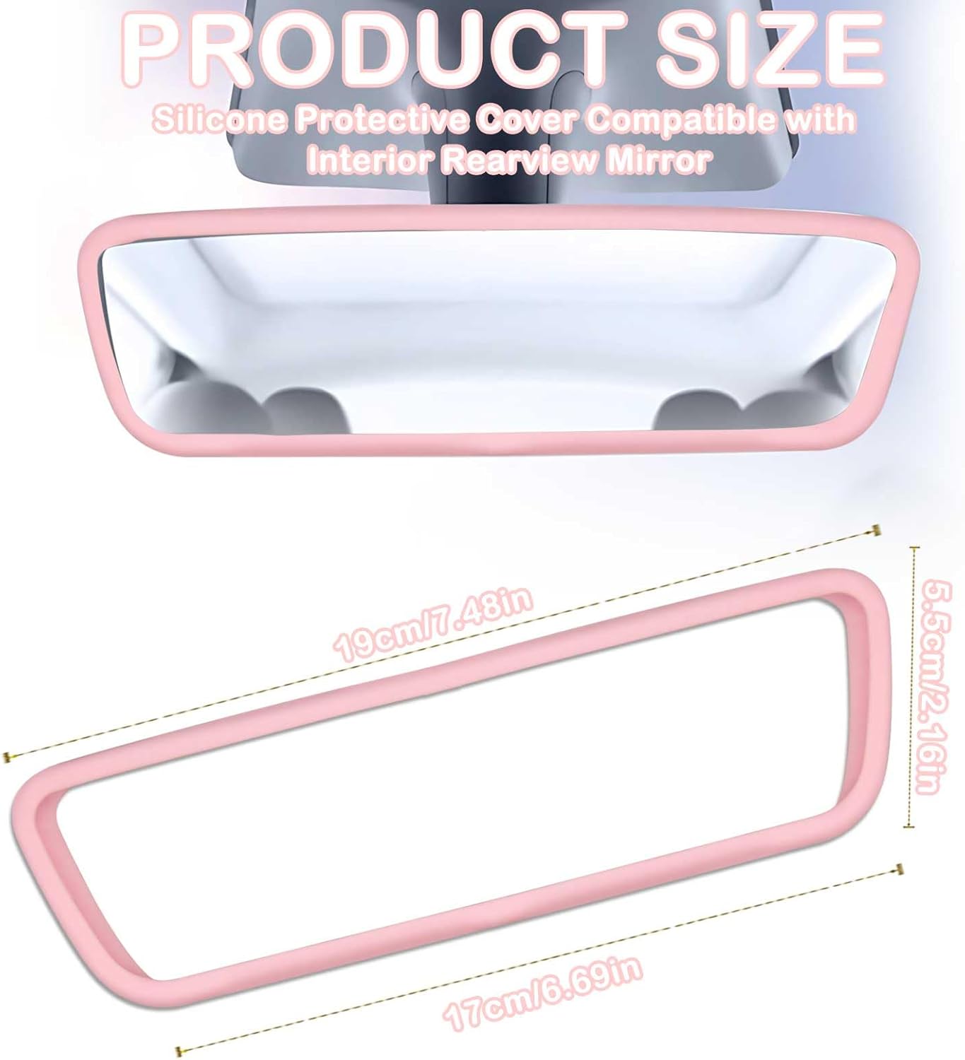 Rear View Mirror Cover Accessories, Car Protector Frame Silicone Automotive Mirror Frame Compatible with V1258-DP02-A-1970