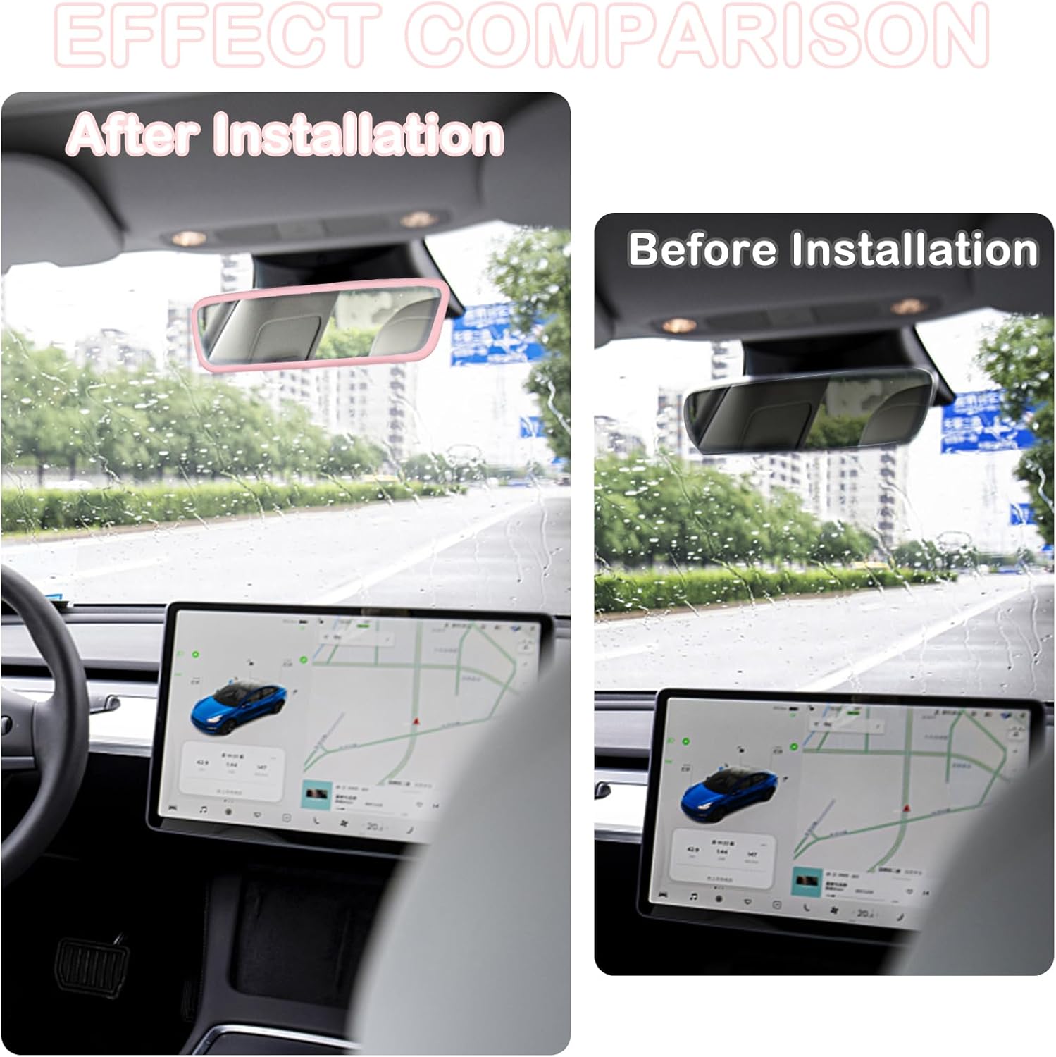 Rear View Mirror Cover Accessories, Car Protector Frame Silicone Automotive Mirror Frame Compatible with V1258-DP02-A-1970
