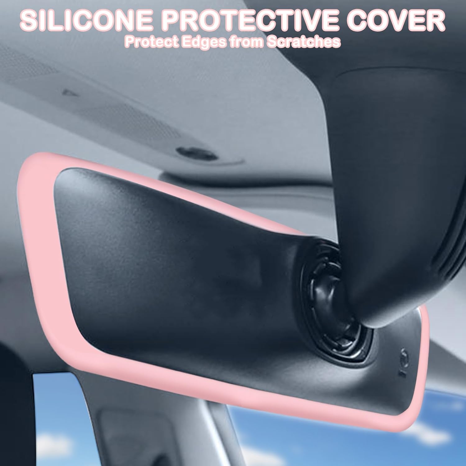 Rear View Mirror Cover Accessories, Car Protector Frame Silicone Automotive Mirror Frame Compatible with V1258-DP02-A-1970