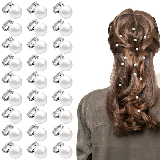 White Pearl Hair Clips and Barrettes Set - 30Pcs Mini Bobby Pins, Cute Pearl Hair Accessories for Women, V1258-DP02-A-1976