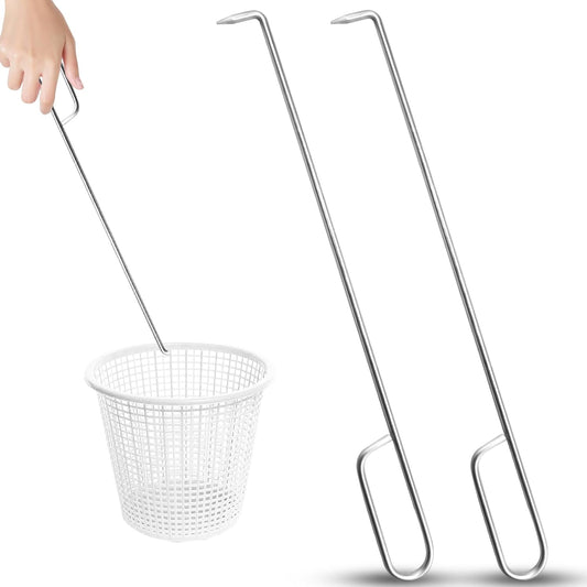 2Pcs Pool Skimmer Hook, Stainless Steel Skimmer Basket Handle Extended Knee Protection Pool Skimmer Basket V1258-DP02-A-1984