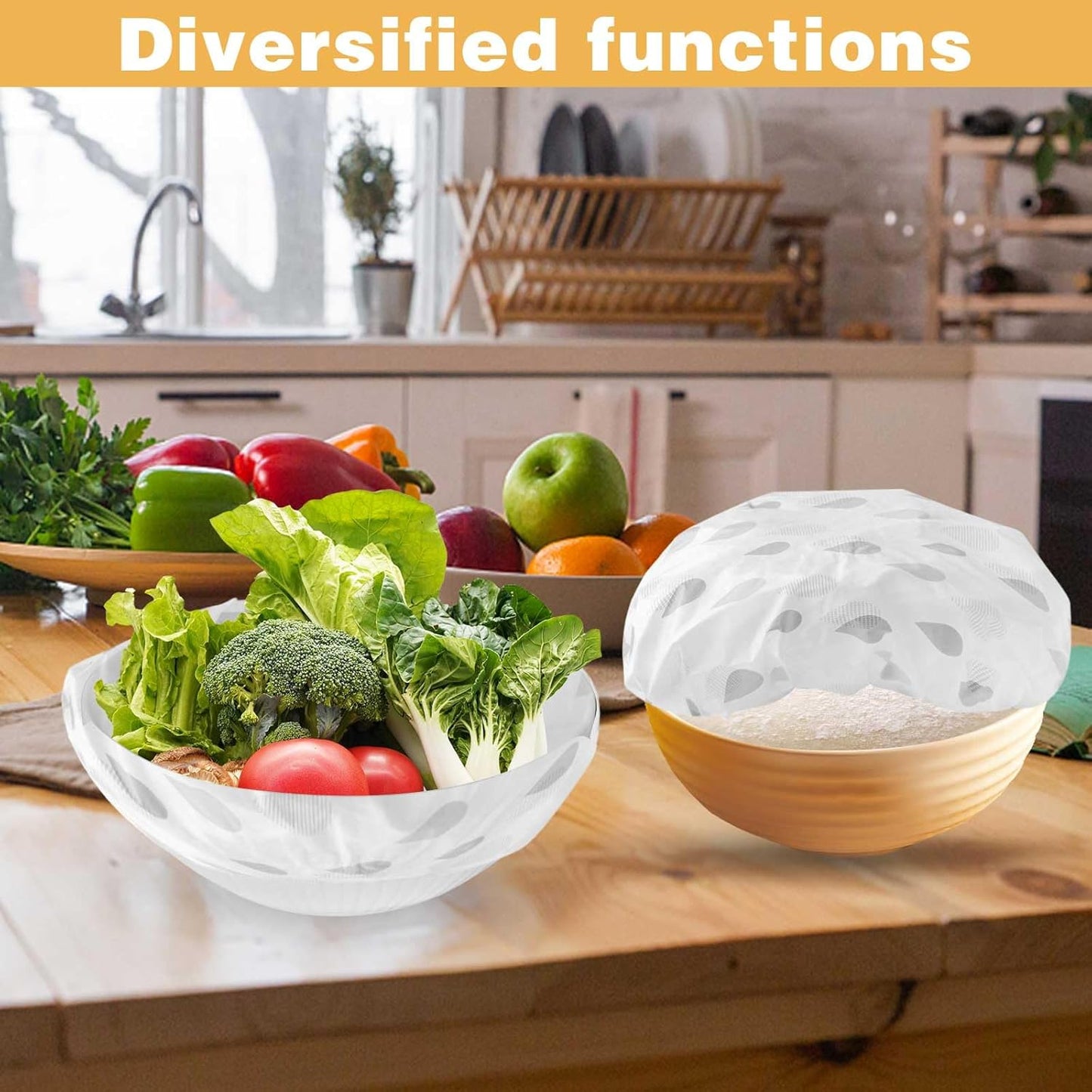 2Pcs Reusable Bread Elastic Bowl Covers for Rising, Sourdough, Adjustable Cover V1258-DP02-A-1987