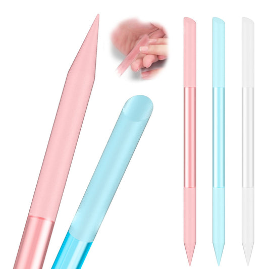 3 Pcs Glass Cuticle Pusher Nail File Cuticle Manicure Stick Remover Cuticle Tool Set Double Sided Crystal V1258-DP02-A-1994