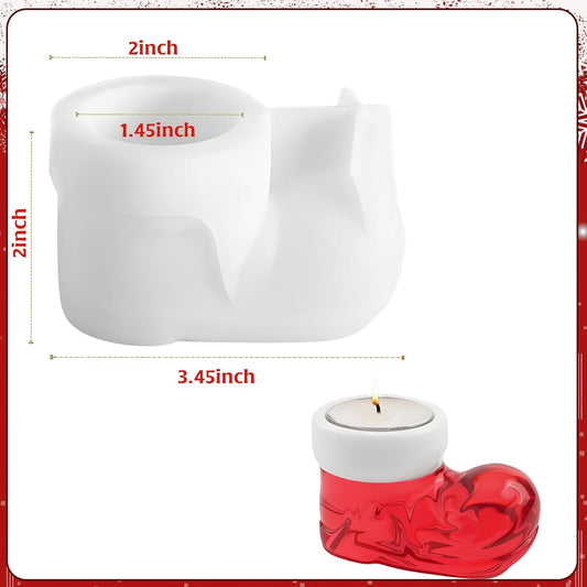 2Pcs Christmas Boots Resin Candle Molds, Winter Christmas Candlestick Resin Molds DIY Silicone Candle Decor V1258-DP02-A-1996