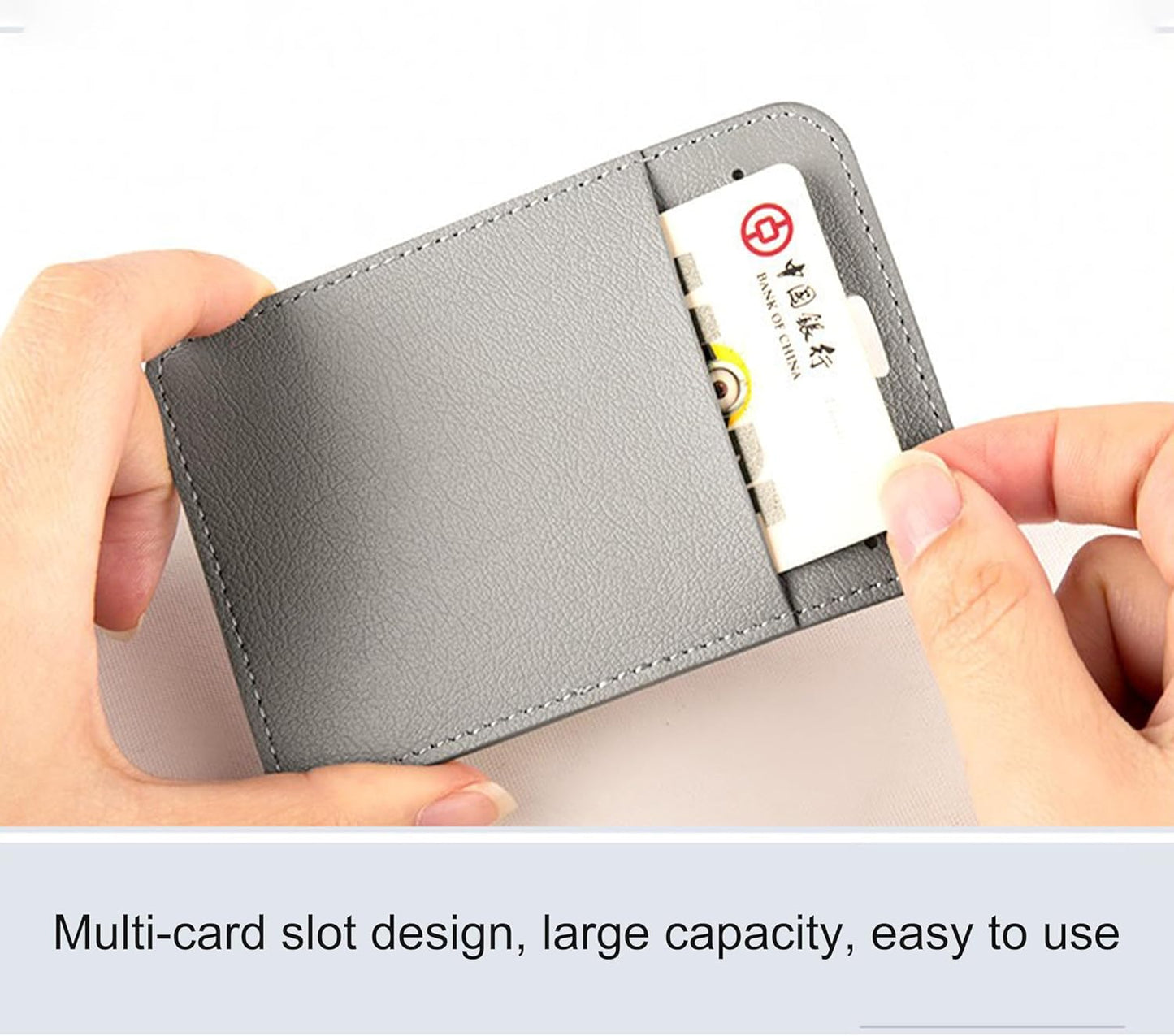 1 Pcs Leather ID Badge Holder - Horizontal, Black, Multiple Card Slots for Offices, Staff, Students, Employees V1258-DP02-A-2003
