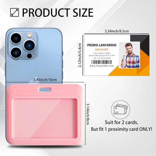 2 Pack ID Badge Holder, White and Pink ID Card Holder, Horizontal Sliding Plastic Key Card Holder for Office, V1258-DP02-A-2004