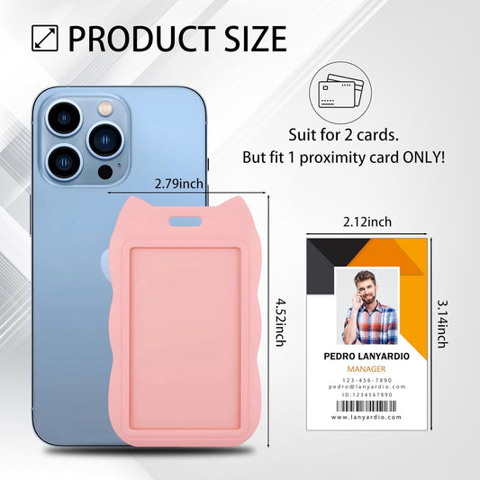 2 Pack Sliding Cat Ears ID Badge Holder, Vertical ID Card Holder for Lanyard with Clear Window, Badge V1258-DP02-A-2009