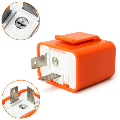 2Pcs 2-Pin Electronic Turn Signal Flasher Relay Fix Motorcycle Turn Signal Hyper Flash, Adjustable Motorcycle V1258-DP02-A-2013