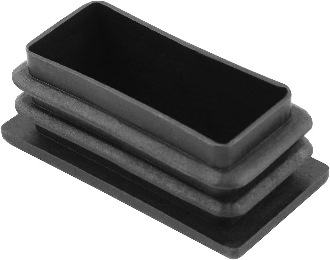 10 PCS 1" X 2" Rectangle Black Plastic Plug End Cap for Pipe Tubing, Chair Leg V1258-DP02-A-2018