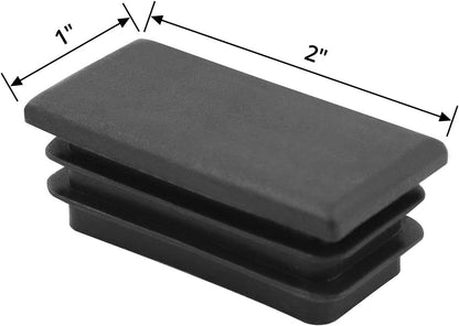 10 PCS 1" X 2" Rectangle Black Plastic Plug End Cap for Pipe Tubing, Chair Leg V1258-DP02-A-2018