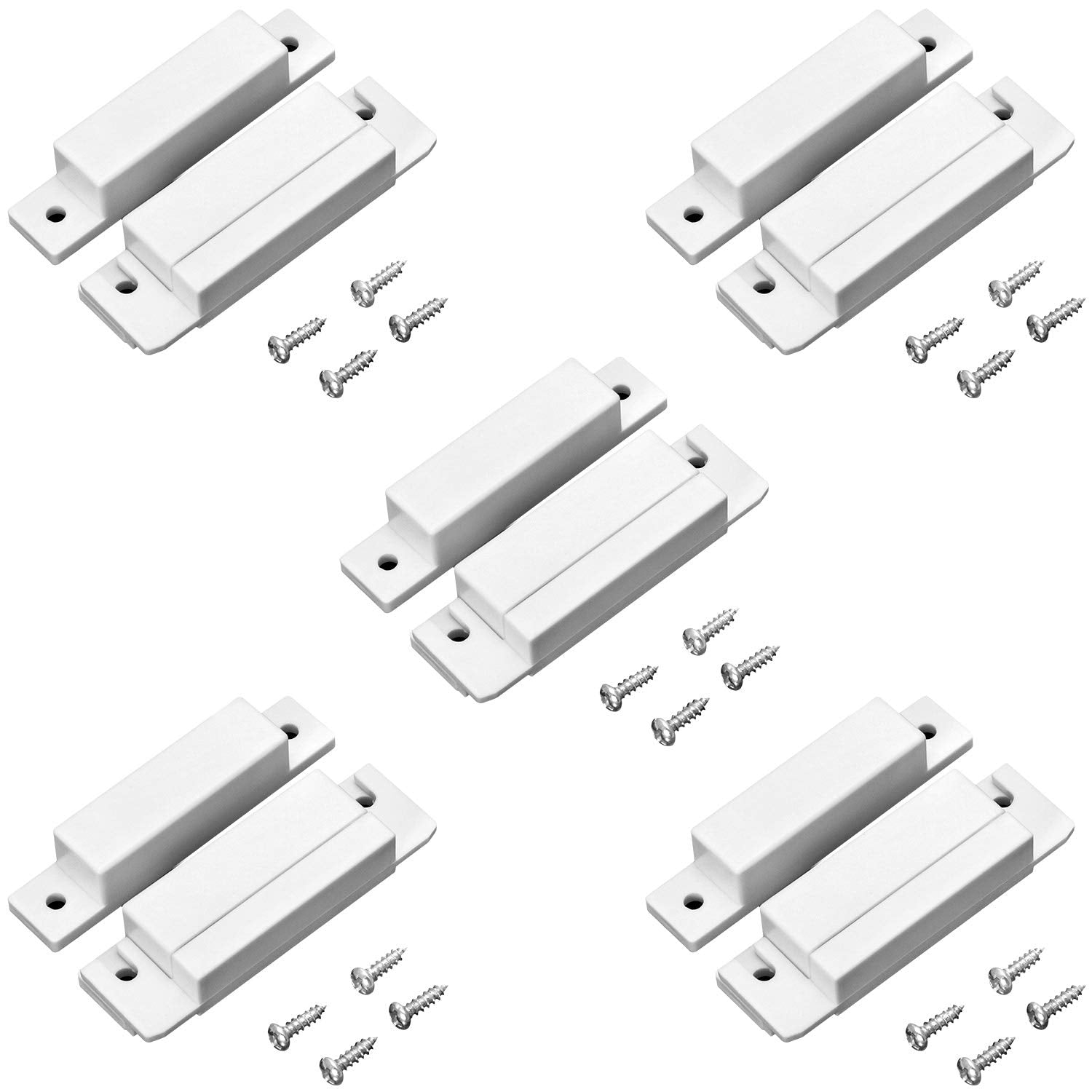 MC-31 Wired Surface-Mounted NC Magnetic Door Window Contact Sensor Alarm Reed Switch, White, Pack of 5 with V1258-DP02-A-2024