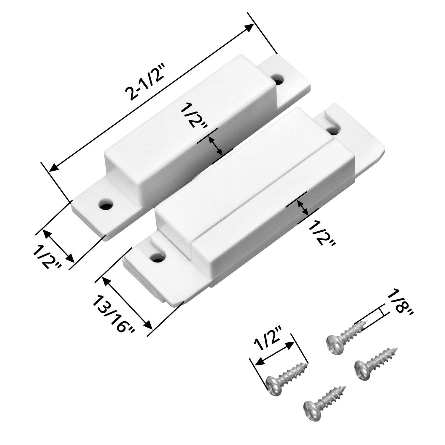MC-31 Wired Surface-Mounted NC Magnetic Door Window Contact Sensor Alarm Reed Switch, White, Pack of 5 with V1258-DP02-A-2024
