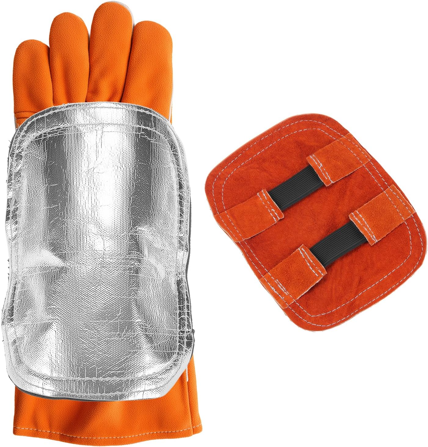 Hand Heat Shield Welding Gloves, Heat Split Leather Welding Hand Pad for Industrial Boiler Cutting V1258-DP02-A-2025
