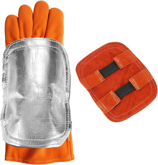 Hand Heat Shield Welding Gloves, Heat Split Leather Welding Hand Pad for Industrial Boiler Cutting V1258-DP02-A-2025