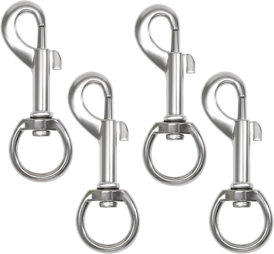 Flag Clips Flagpole Rope Hooks 4 Pcs Swivel Eye Bolt Snap Hooks, Stainless Steel Halyard Rope Clips for Dog V1258-DP02-A-2029