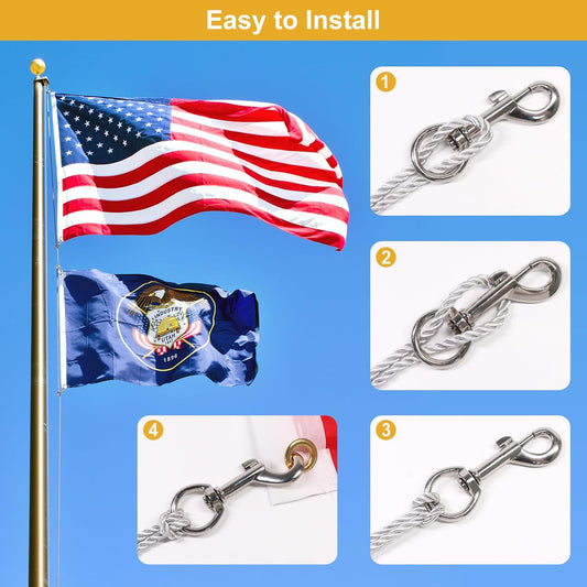 Flag Clips Flagpole Rope Hooks 4 Pcs Swivel Eye Bolt Snap Hooks, Stainless Steel Halyard Rope Clips for Dog V1258-DP02-A-2029