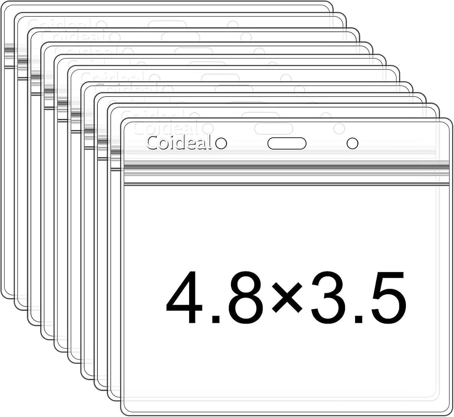 Clear Plastic Horizontal Badge Holder - 12 Pcs Thick Name Tag ID Card Protector Holders Large Transparent V1258-DP02-A-2030