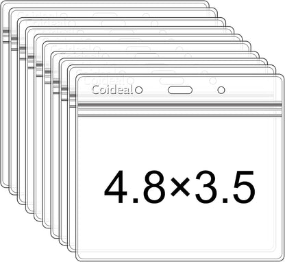 Clear Plastic Horizontal Badge Holder - 12 Pcs Thick Name Tag ID Card Protector Holders Large Transparent V1258-DP02-A-2030