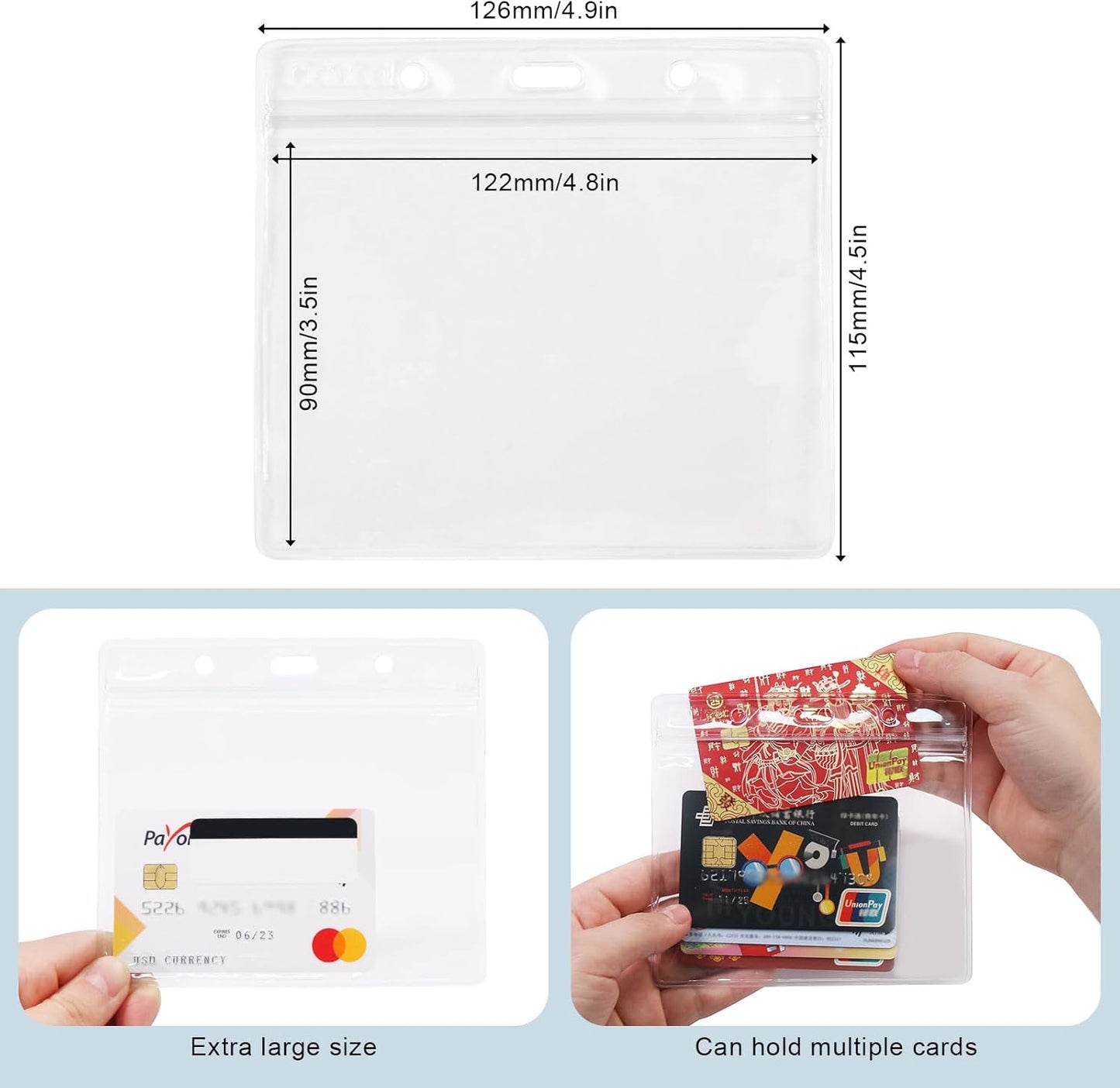 Clear Plastic Horizontal Badge Holder - 12 Pcs Thick Name Tag ID Card Protector Holders Large Transparent V1258-DP02-A-2030