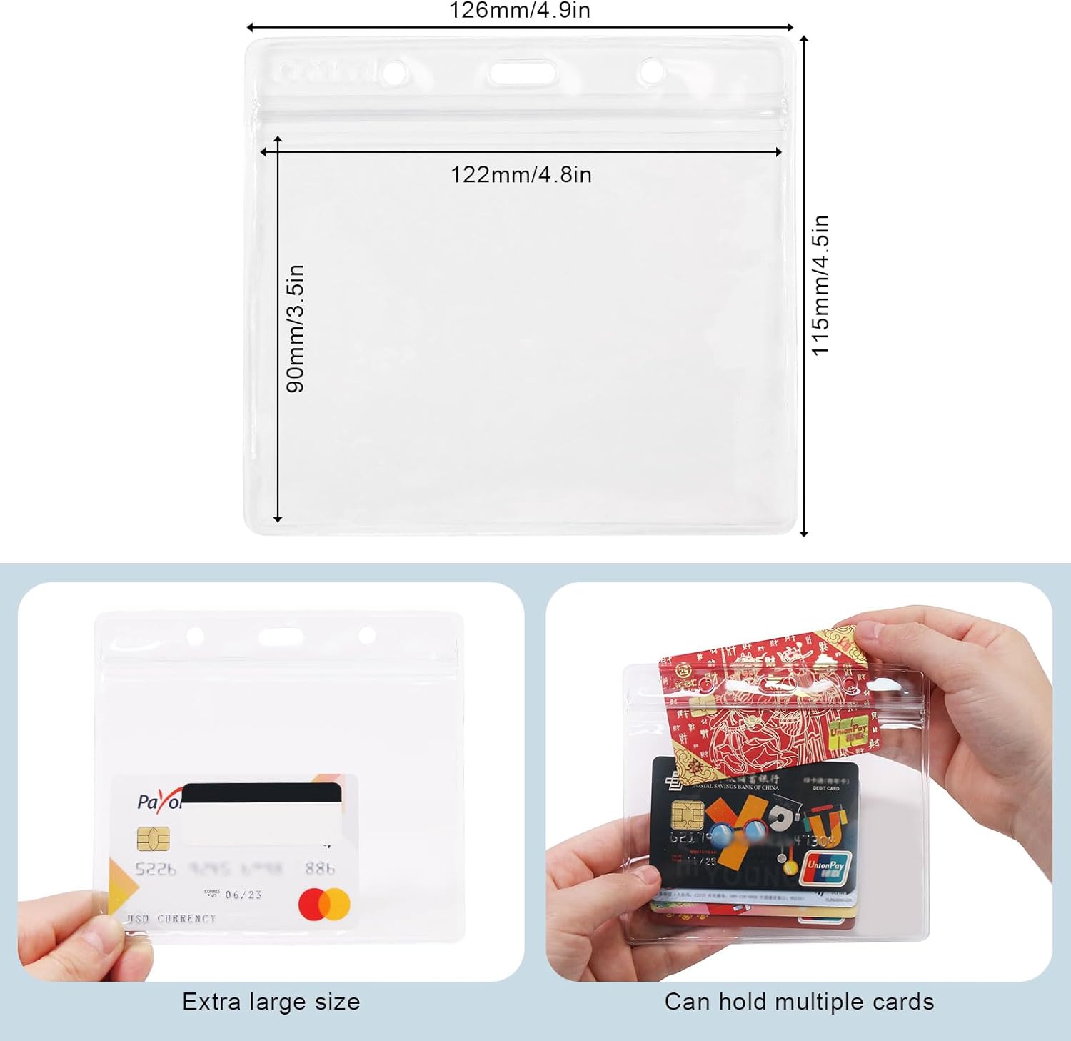 Clear Plastic Horizontal Badge Holder - 12 Pcs Thick Name Tag ID Card Protector Holders Large Transparent V1258-DP02-A-2030