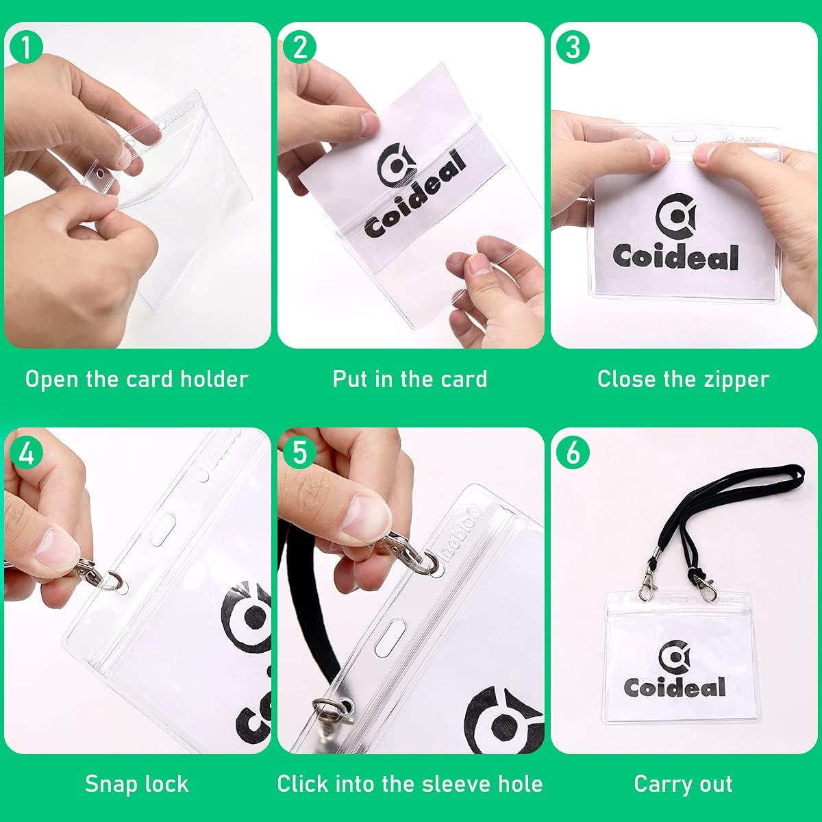 Clear Plastic Horizontal Badge Holder - 12 Pcs Thick Name Tag ID Card Protector Holders Large Transparent V1258-DP02-A-2030