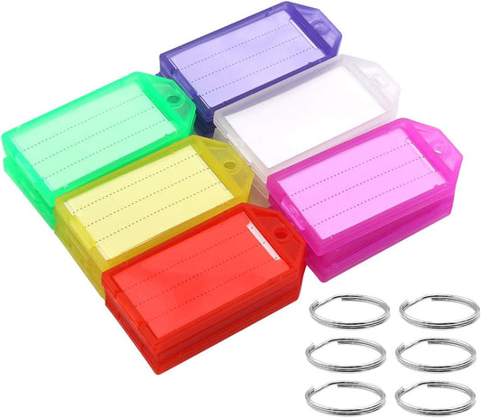 Tough Plastic Key Tags, 30 Pcs Colored Key Fobs Identifier ID Keychain Tag with Strong Split Ring and Flap V1258-DP02-A-2032