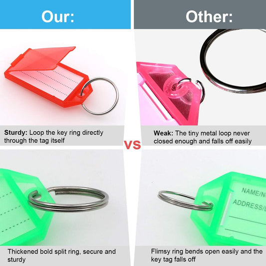 Tough Plastic Key Tags, 30 Pcs Colored Key Fobs Identifier ID Keychain Tag with Strong Split Ring and Flap V1258-DP02-A-2032