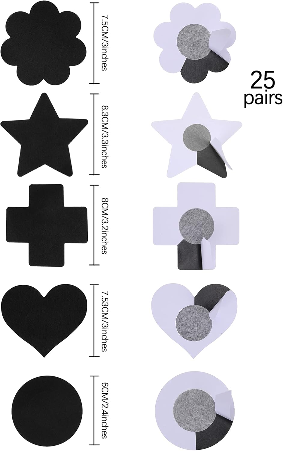 Breast Covers - Disposable, Self-Adhesive, Multi-Shape Bra Pasties V1258-DP02-A-2035