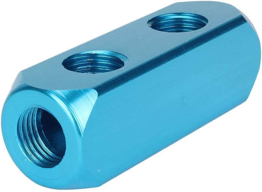 1/4" 2 Way 5 Port Aluminum Air Hose Inline Manifold Block Splitter, Pneumatic Air Compressor Manifold Fitting V1258-DP02-A-2046