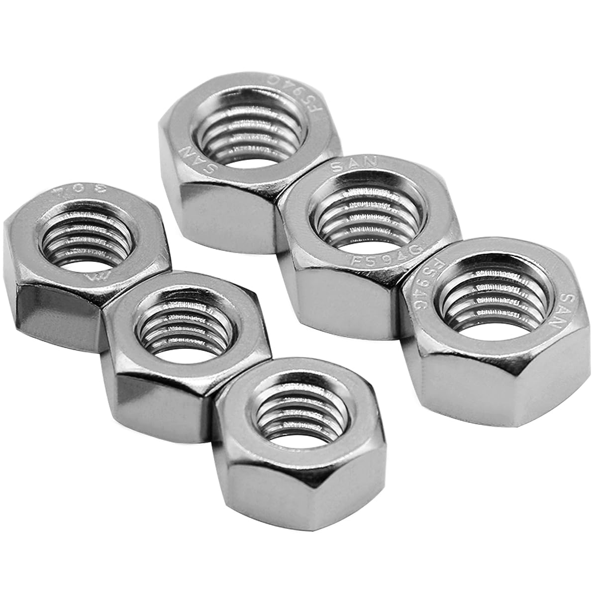 50PCS M6-1.0 Nuts 18-8 (304) Stainless Hardware Nuts Commercial Grade for Boats Dock Car V1258-DP02-A-2051