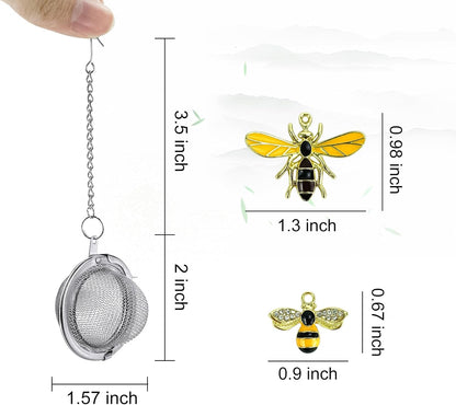 Stainless Steel Mesh Tea Infuser, 2.1 inch Tea Ball with Honey Bee Pendant Tea Strainer Tea Diffuser Tea V1258-DP02-A-2055