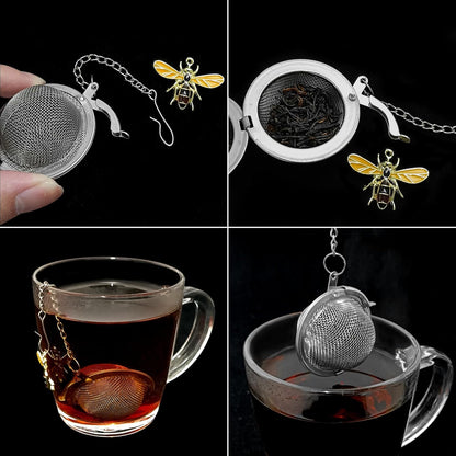 Stainless Steel Mesh Tea Infuser, 2.1 inch Tea Ball with Honey Bee Pendant Tea Strainer Tea Diffuser Tea V1258-DP02-A-2055