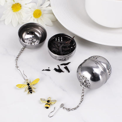 2Pcs Stainless Steel Mesh Tea Infuser, 2.1 inch Tea Infuser Ball with Cute Honey Bee Pendant,Tea Strainer Tea V1258-DP02-A-2056