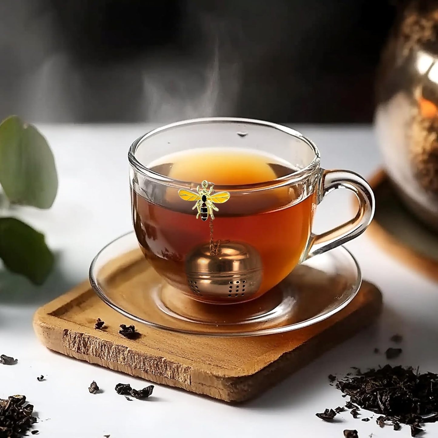 2Pcs Stainless Steel Mesh Tea Infuser, 2.1 inch Tea Infuser Ball with Cute Honey Bee Pendant,Tea Strainer Tea V1258-DP02-A-2056