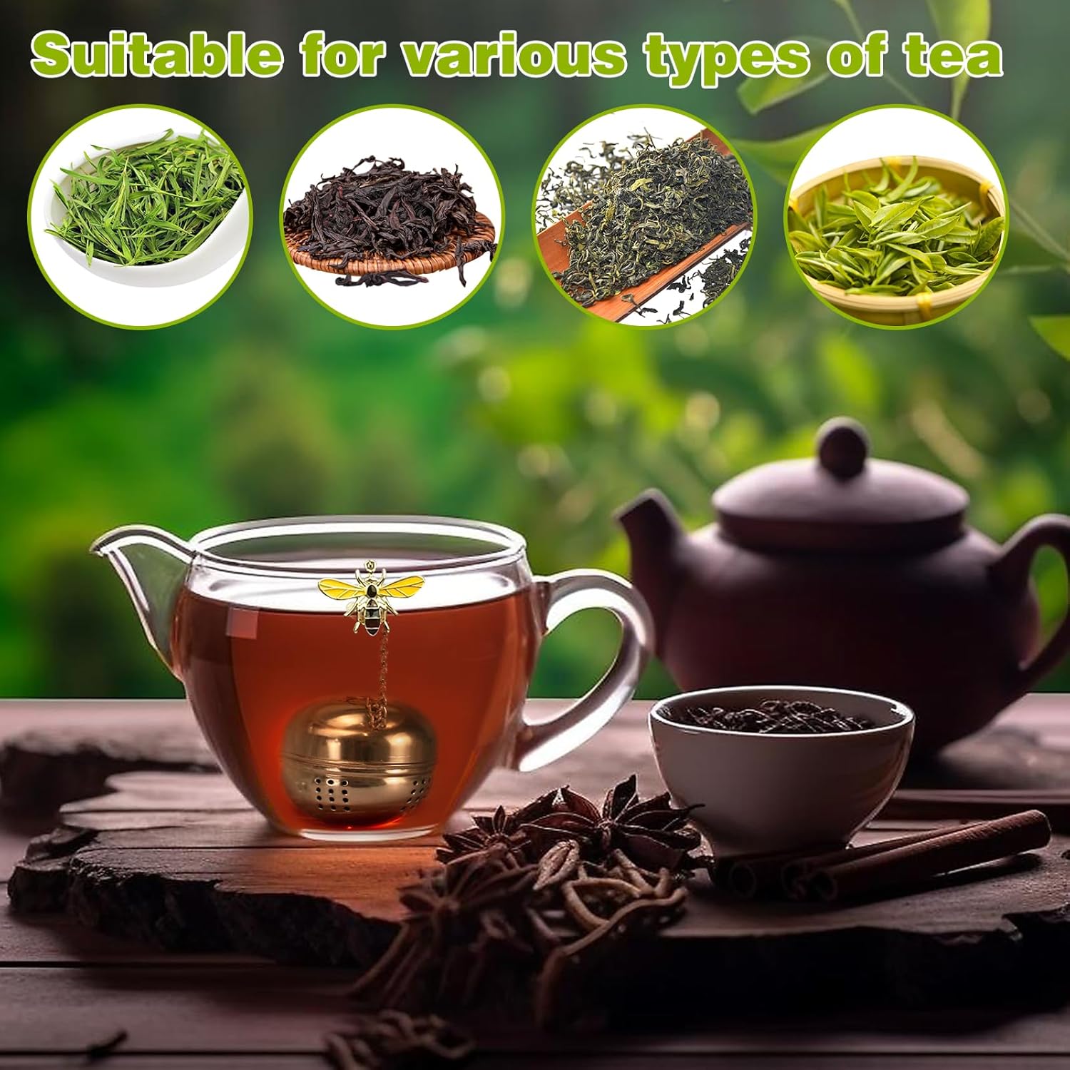 2Pcs Stainless Steel Mesh Tea Infuser, 2.1 inch Tea Infuser Ball with Cute Honey Bee Pendant,Tea Strainer Tea V1258-DP02-A-2056