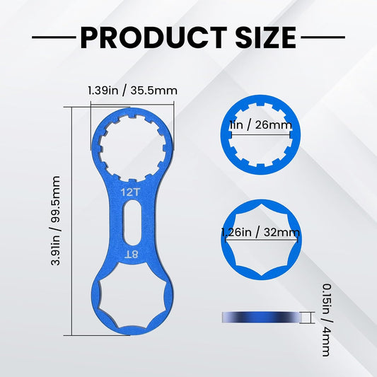 2Pcs Bicycle Fork Cap Wrench, Aluminium Alloy Bike Front Fork Repair Tool, Suspension Forks Cap Spaner V1258-DP02-A-2059